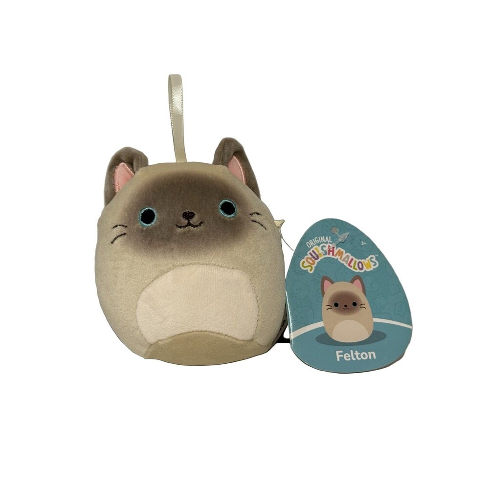 Squishmallows Felton Siamese Cat 4" Plush Ornament 2024 Tan Pink NWT